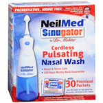 NeilMed Sinugator Cordless Pulsating Nasal Wash with 30 Premixed Packets, 1 set