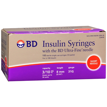 BD Ultra-Fine II U-100 Insulin syringe 31G 3/10CC