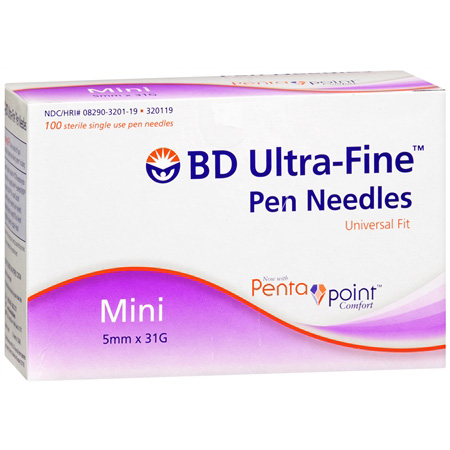 BD 31 G x 5 mm Ultra Fine III Insulin Pen Needles, 100/Bx, 