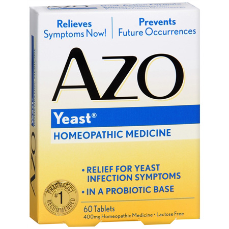 AZO Yeast, Natural Symptom Prevention & Relief, 400mg, Tablets, 60 ea